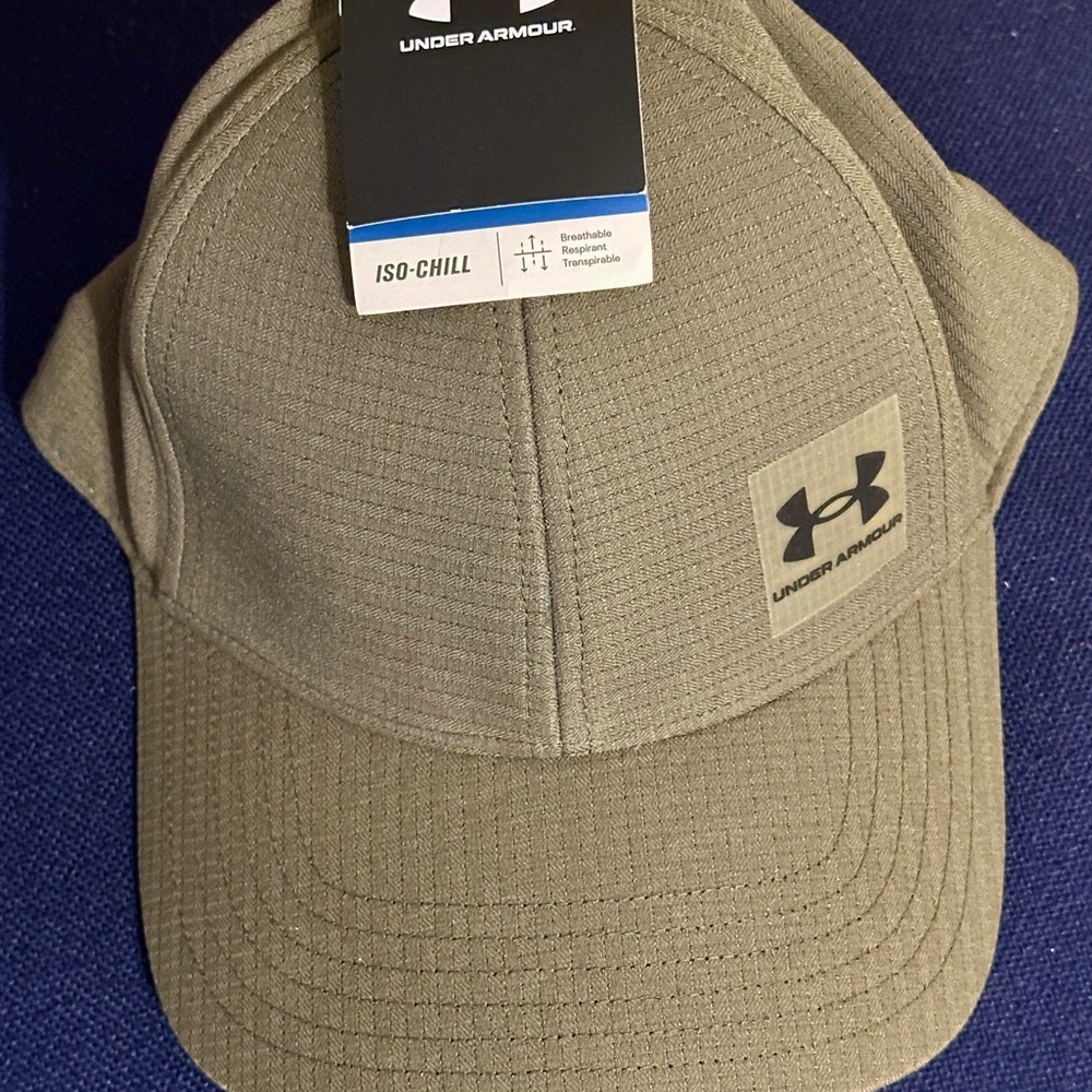NEW! Under Armour baseball hat marine green / black logo fitted style iso-chill - Picture 11 of 13